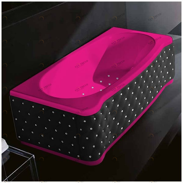 Ванна Gruppo treesse New Classic Young STA-V674C-DX-KCS-R розовая с аэромассажем прямоугольная правая чёрная кожа кристаллы сваровски STAV674CDXKCSR