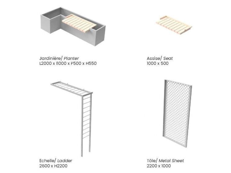 Стальная и деревянная высокая плантатор общественного пространства со скамейкой Urbencéa AELIA ARCH-00066740 - Вид №2