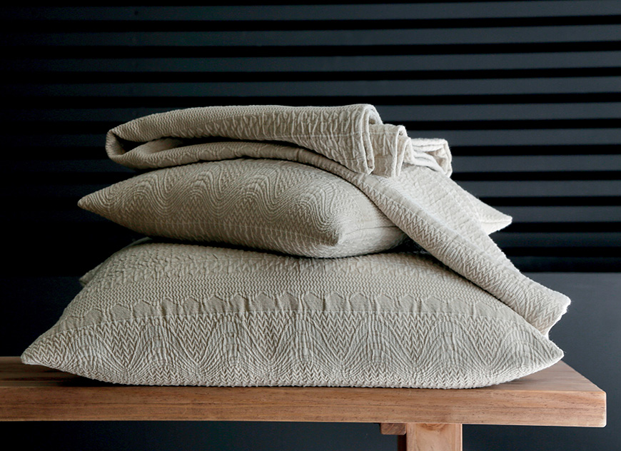 DON_L_250 Покрывало 250/250 БЕЖЕВЫЙ 85% хлопок + 15% лен пике, 400 г/м2 Blanc des Vosges Santreyd 