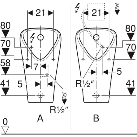 501.655.00.8 Geberit Urinal Narva, Zulauf von hinten, Abgang nach hinten oder unten Geberit  - Вид №3