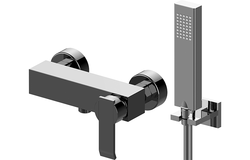 EX-3772-LM38W Настенный смеситель для душа с душевым комплектом GRAFF Qubic