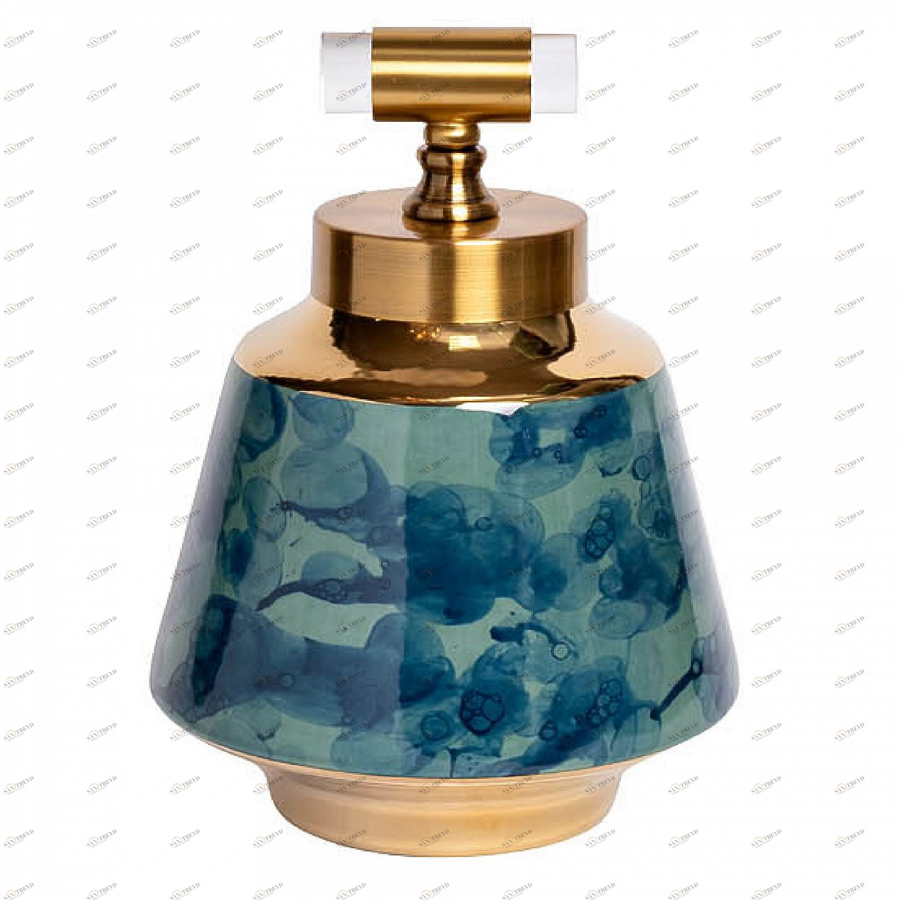 Ваза керамическая с крышкой сине-бирюзовая 19х30см GARDA DECOR ДИЗАЙНЕРСКИЕ 266928 Синий 