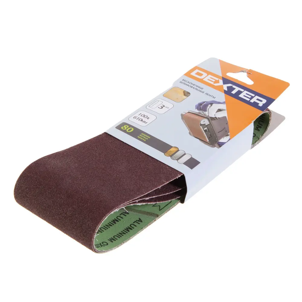 Лента шлифовальная Dexter 100х610 мм, P80, 3шт STLM-2031814