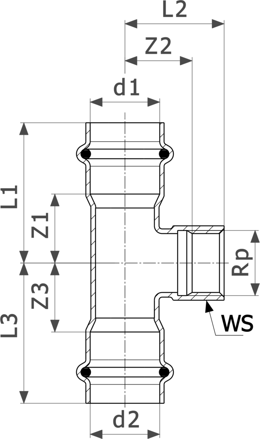 486 679 Модель 0217.2 Трубопроводные системы  Sanpress Inox G  Тройники Santreyd  - Вид №3