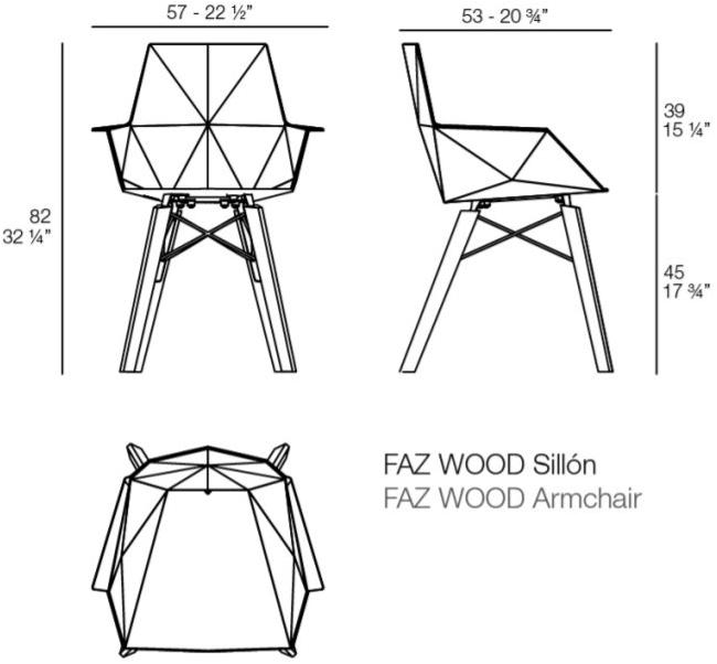 VONDOM Садовый стул из полипропилена с подлокотниками Faz wood 54294, 54294f - Вид №4