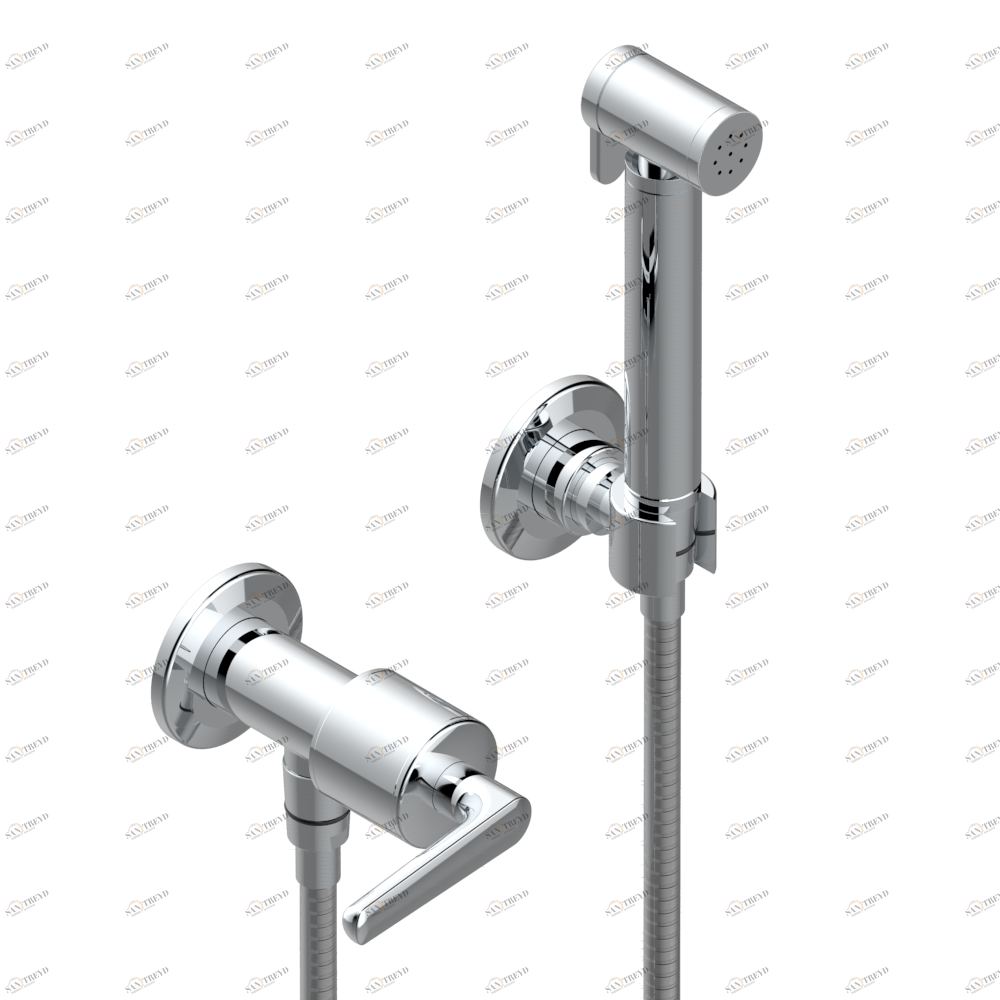 G9B-5840/8 Душ гигиенический: вентиль, 1.25 м шланг, крючок, вывод для душа и лейка с клапаном (возможны только следующие покрытия A02, B01,C01, D03, E02, F01, G01,G02) Thg-paris System métal lisse с рукоятками Хром G9B 5840/8 A02 CAT.A