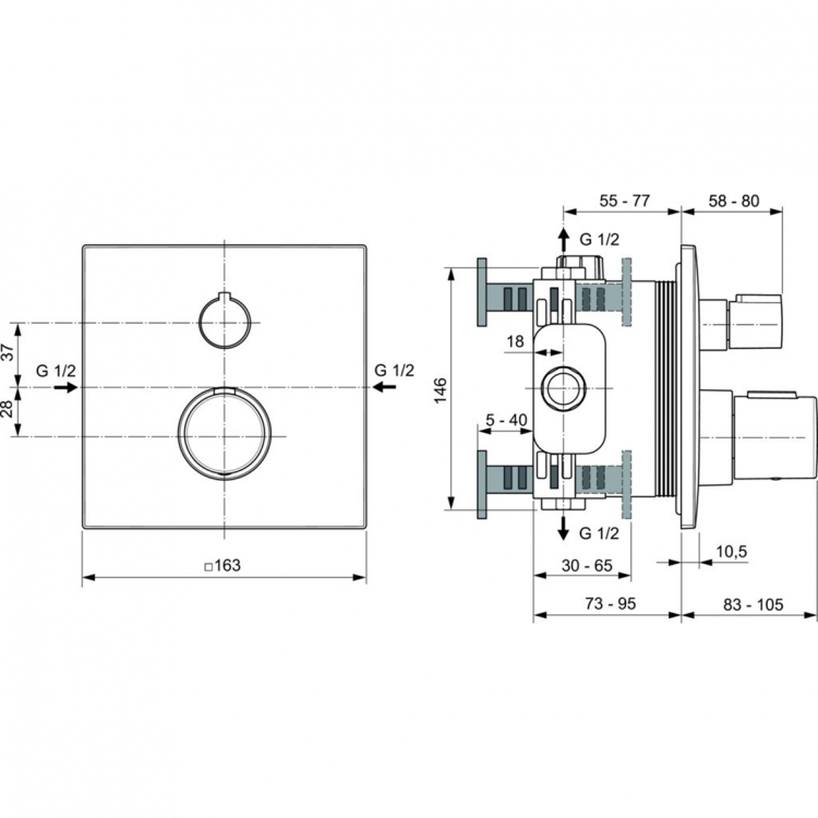 A7572AA Промо комплект "ВСЕ для встройки ALL IN ONE" Ideal Standard CERATHERM C100  - Вид №10