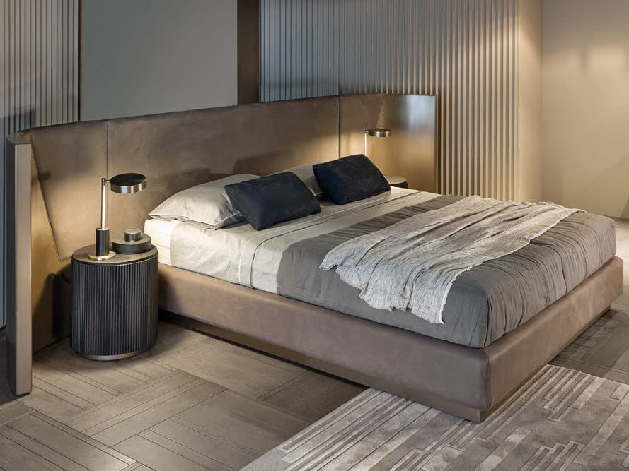 Кожаная двуспальная кровать с мягким изголовьем Shake ARCH-00137430 - Вид №2