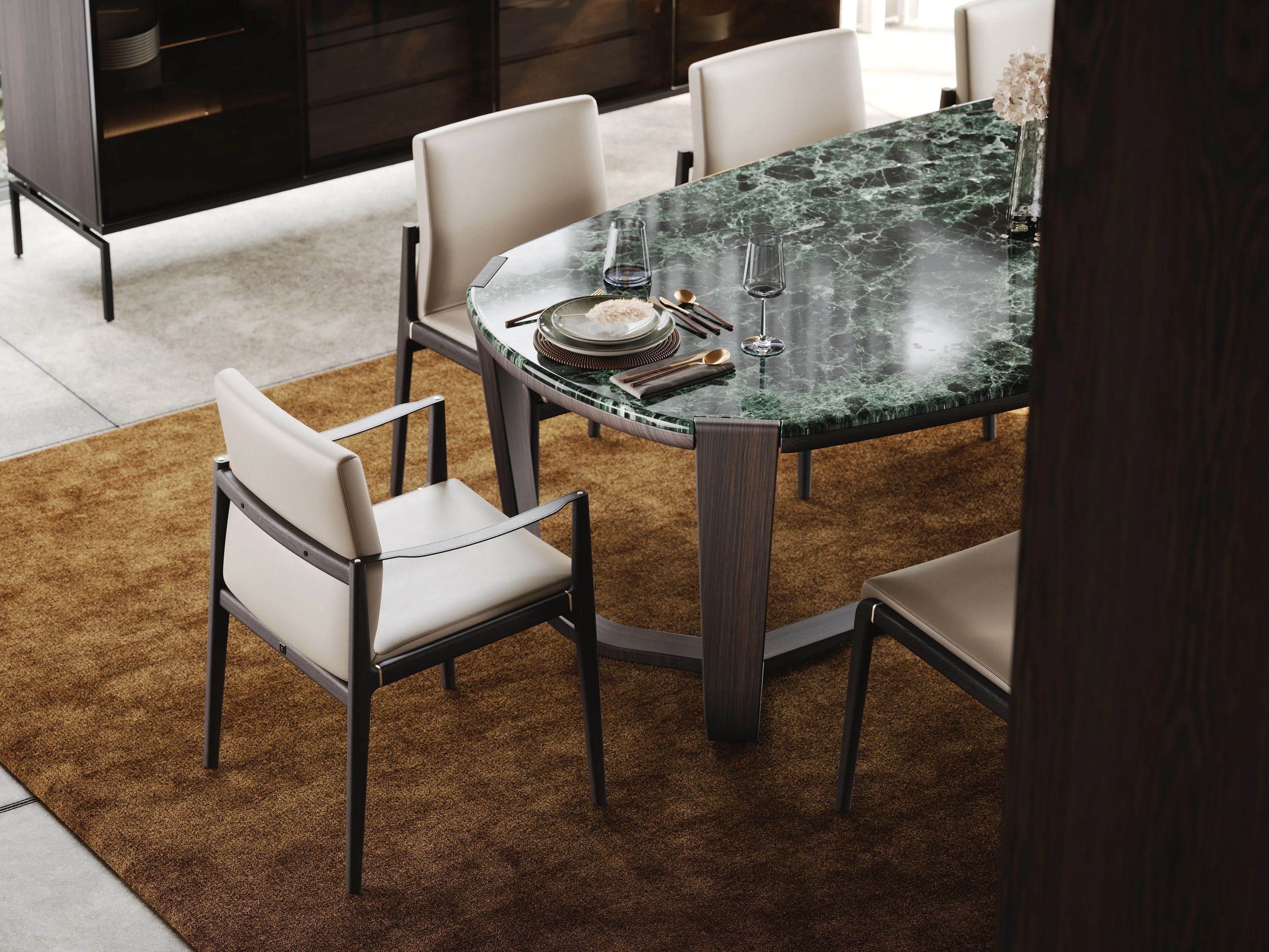 Кожаный стул с подлокотниками Laskasas холст ARCH-00006697 - Вид №2