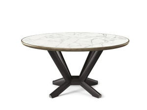 Круглый керамический и стальной стол