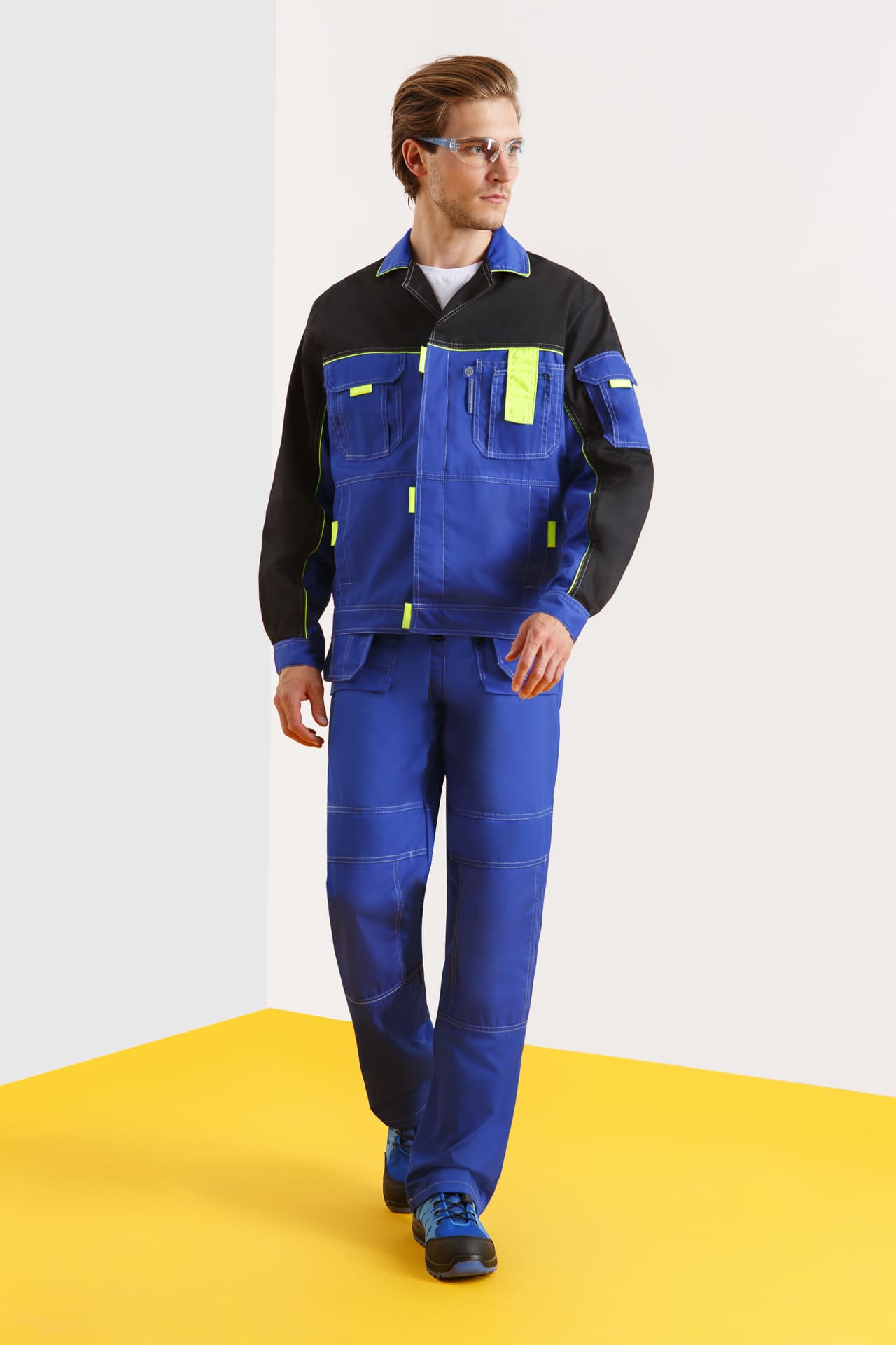 5039605 Костюм "Профессионал-2" василек-черный-лимон  Летняя спецодежда  размер 52-54/158-164  - Вид №7