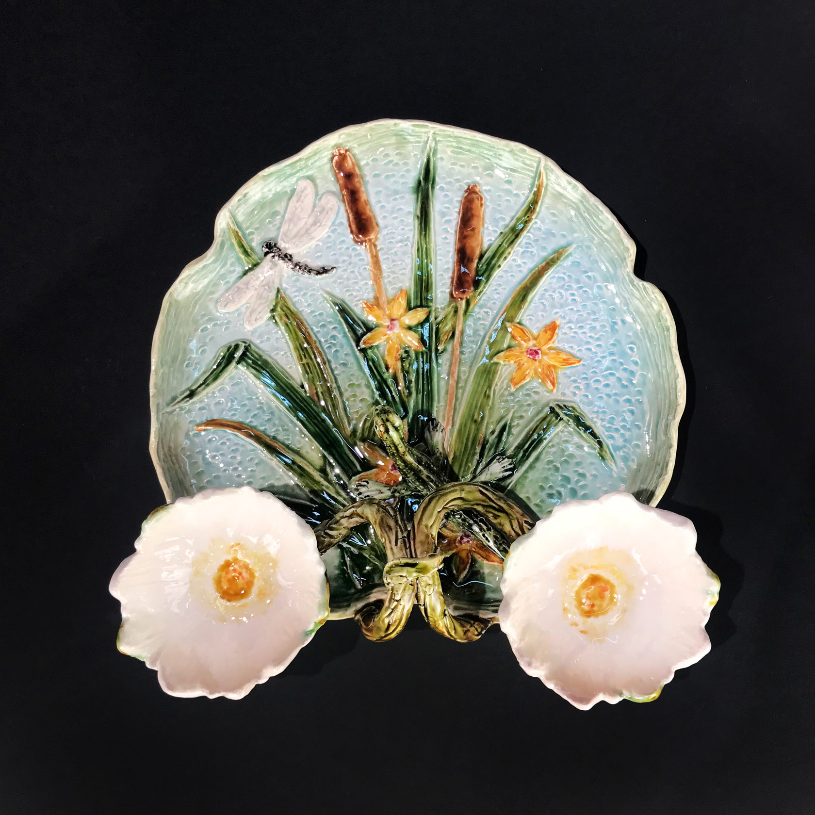 Блюдо для закусок (с двумя кувшинками) Голубой/Ящерица PROVANSFAIENCE sun-id-994524 - Вид №14