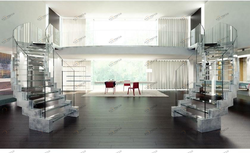 Siller Treppen Самонесущая открытая лестница из стали и стекла с боковыми продольными балками Cobra sun-id-1434975