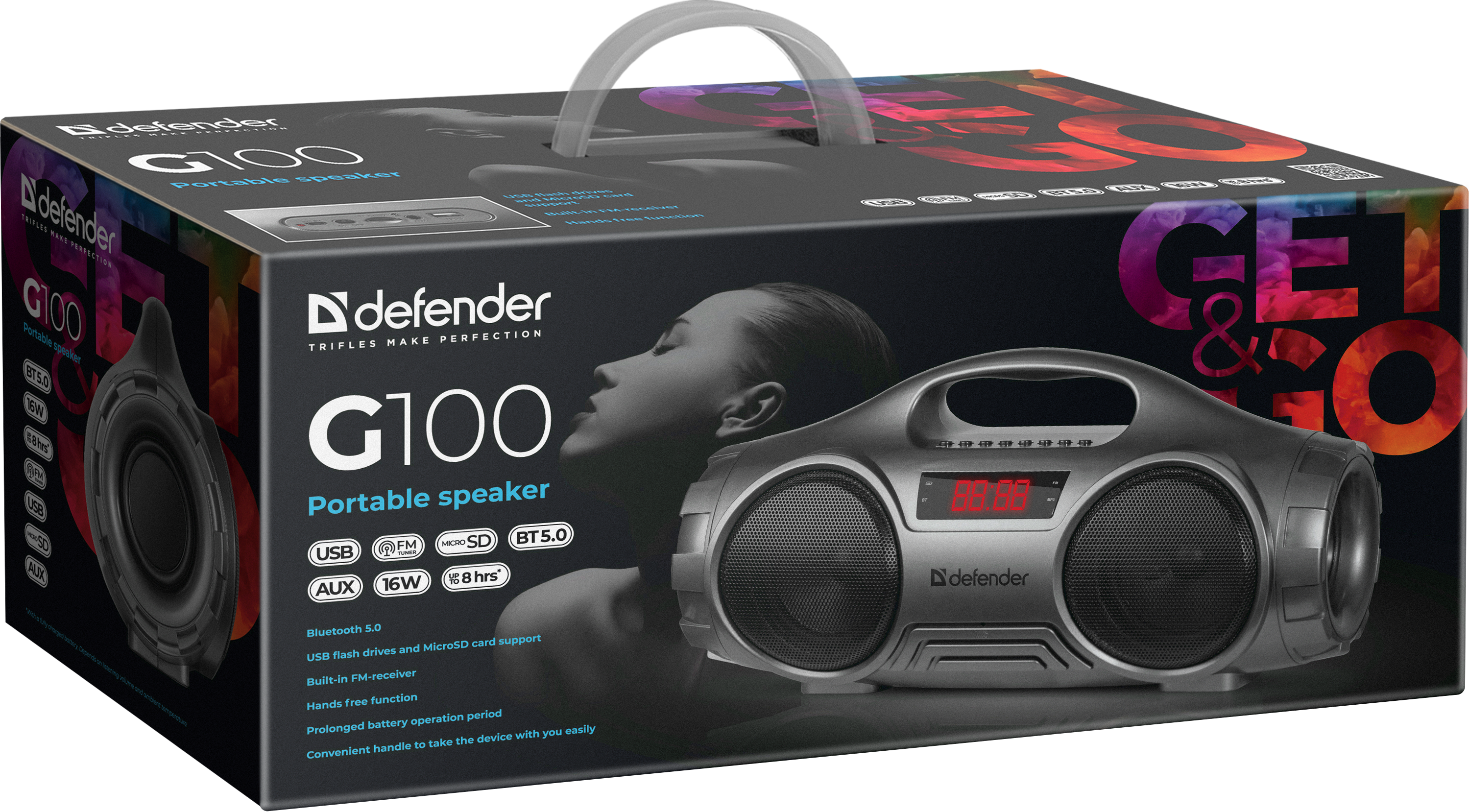 65689 портативная акустика g100 16вт, bt/fm/sd/usb Defender Santreyd  - Вид №3