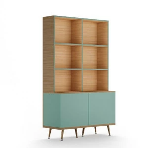 Стеллаж деревянный на ножках светло-зеленый Woodi WOODI  00-3966219 Бежевый;зеленый