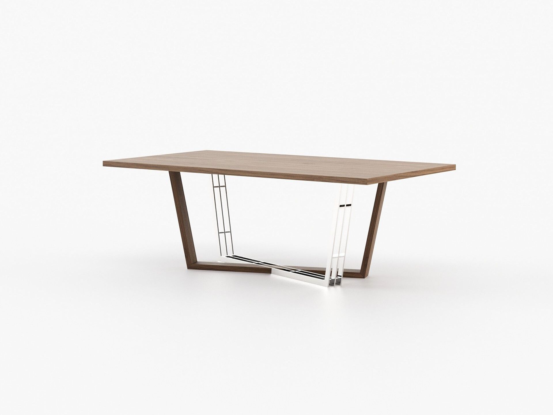 Прямоугольный обеденный стол из нержавеющей стали и дерева Laskasas ARCH-00094960 - Вид №4