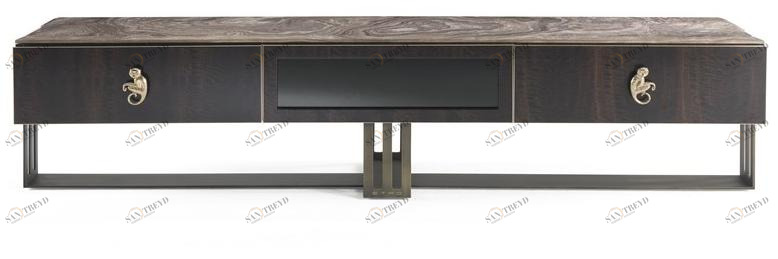 ETRO Home Interiors Низкая тумба под телевизор из эвкалипта с ящиками Klee E.klee.531.a
