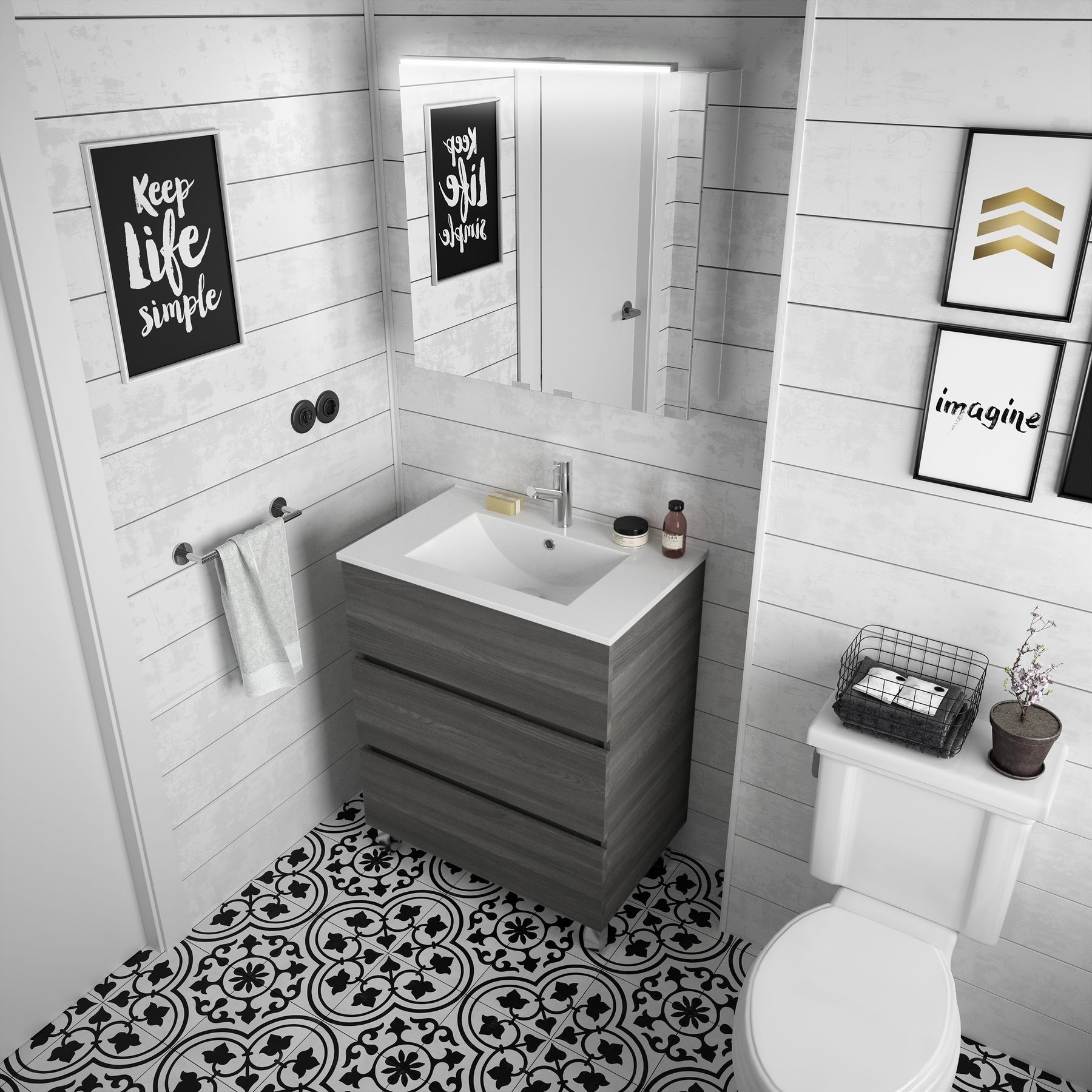 26564 SALGAR Мебель для умывальника FUSSION LINE 700 ALSACIA с 3 ящиками 697 x 868 x 450 мм Эльзасия