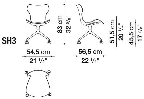 B&B Italia Офисное кресло из ткани на колесиках Papilio shell sun-id-1430223 - Вид №4