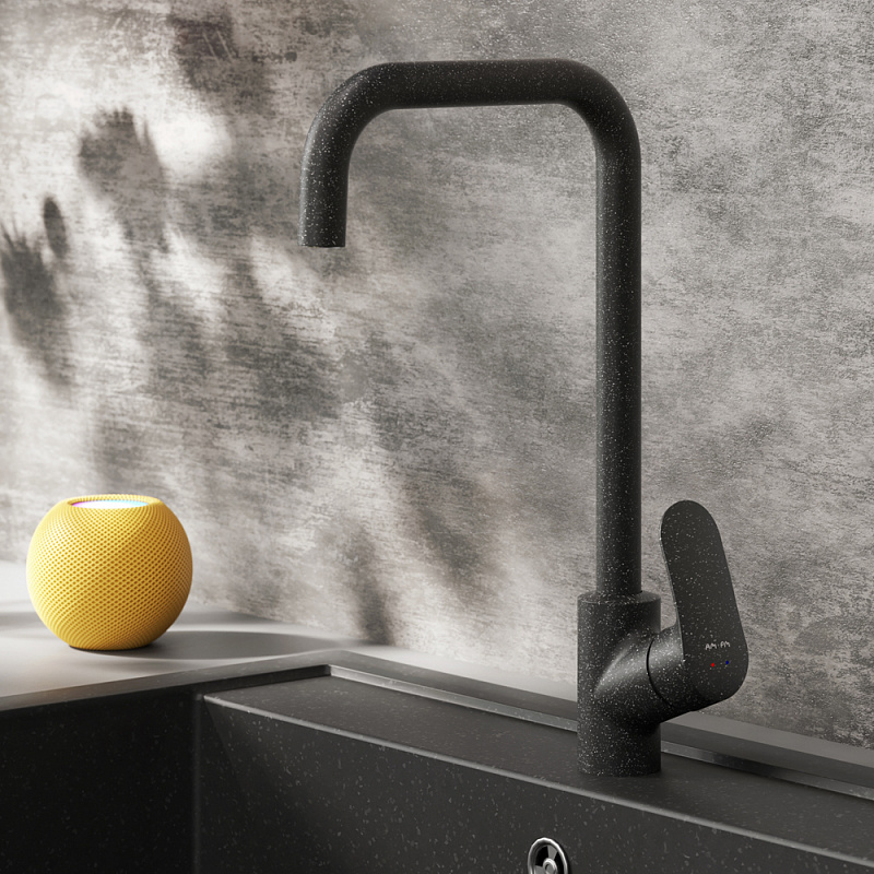 F8006022 смеситель для кухни G-образный излив черный шт. AM.PM Like