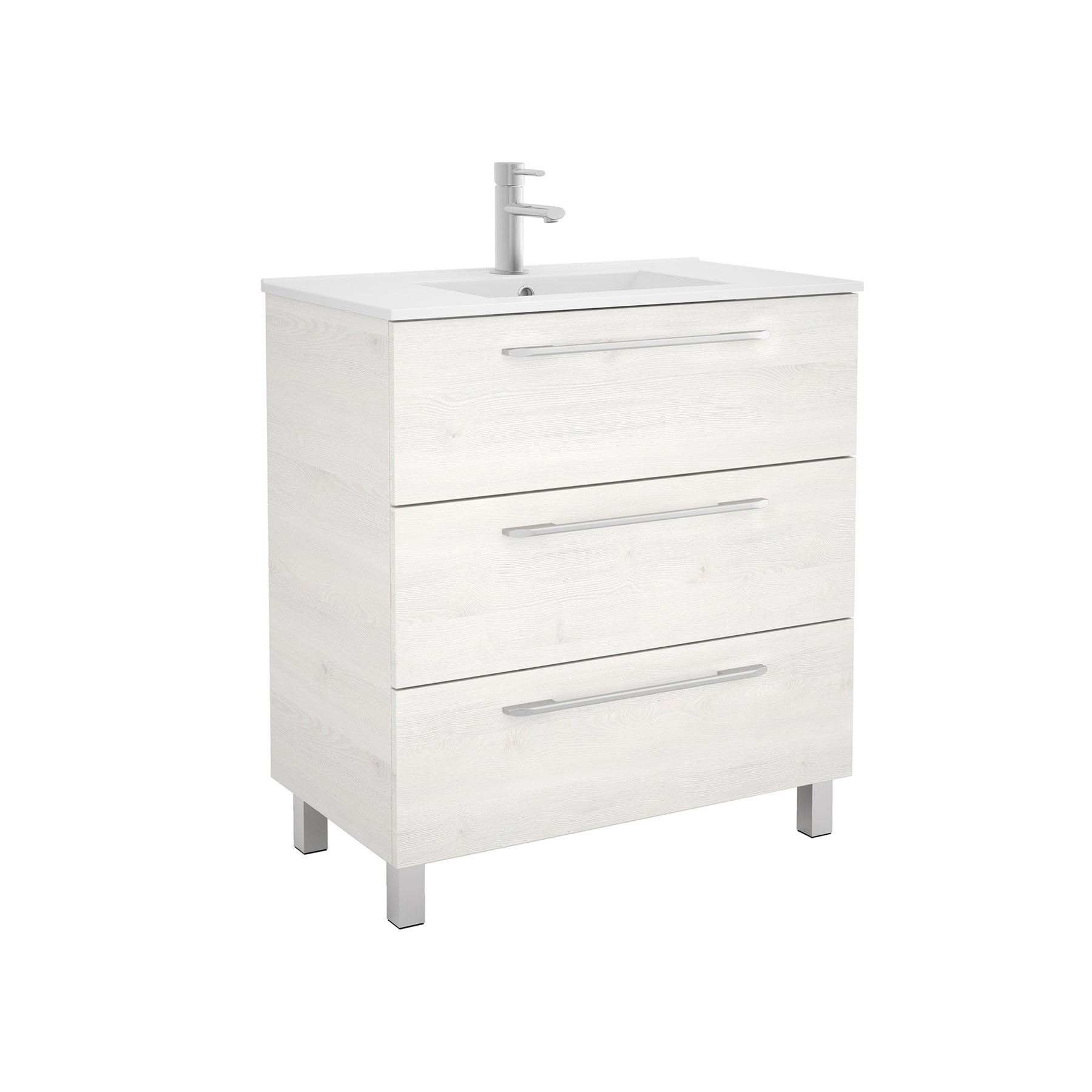 23248 SALGAR Мебель для умывальника FUSSION CHROME 800 SBIANCATO с 3 ящиками 797 x 868 x 450 мм Sbiancato - Вид №1