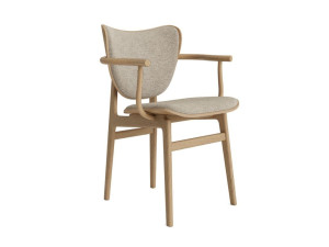 Стул из ткани и дуба с подлокотниками