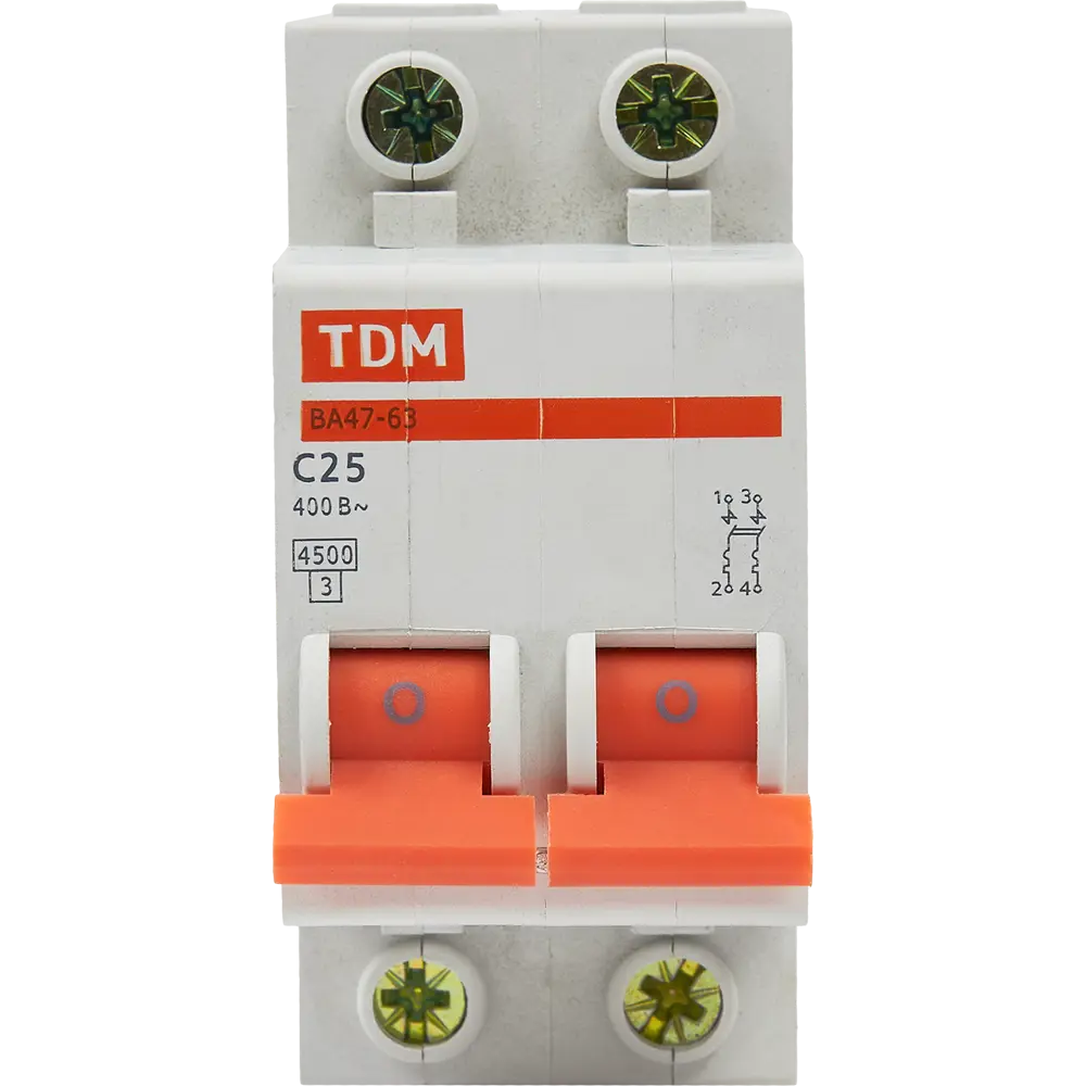 Автоматический выключатель TDM Electric ВА47-63 2P C25 А 4.5 кА SQ0218-0012 84399480 STLM-2014498  - Вид №2