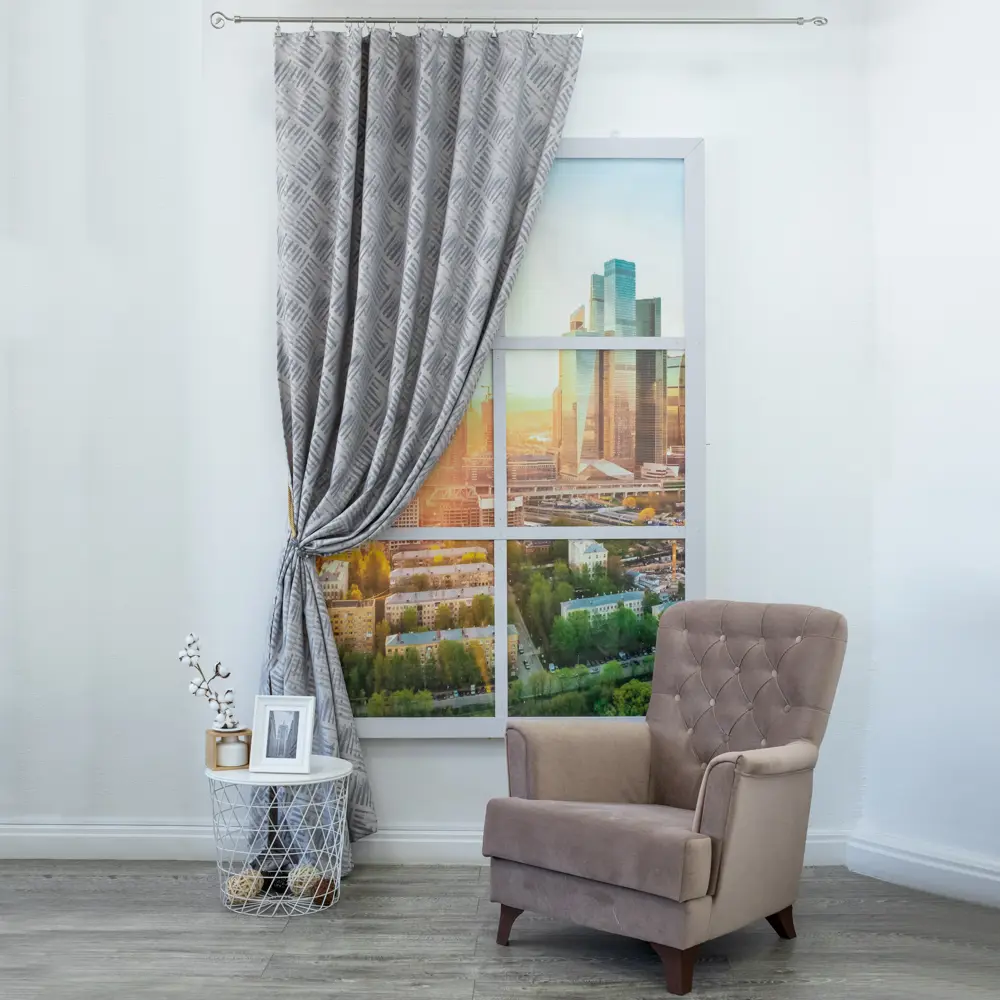 Штора на ленте Amore Mio 160x260 см цвет серый STLM-2199651 - Вид №8