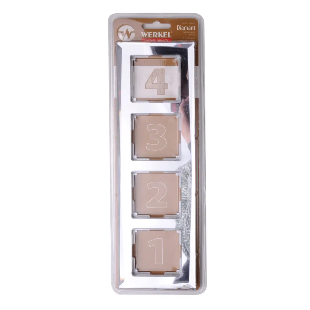 Рамка для розеток и выключателей Werkel Diamant А045798 4 поста стекло цвет зеркальный STLM-2044302 - Вид №2