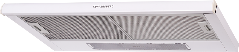 SLIMLUX II 90 BG Встраиваемая вытяжка, ширина 90 см, отвод/рециркуляция, 550 м3/час, механическое управление, 3 скорости, освещение 2х40 вт, металлические жироулавливающие фильтры, угольный фильтр с3с (опция), 38-54 дб, цвет белый ( португалия ) Kuppersbe Santreyd  - Вид №1