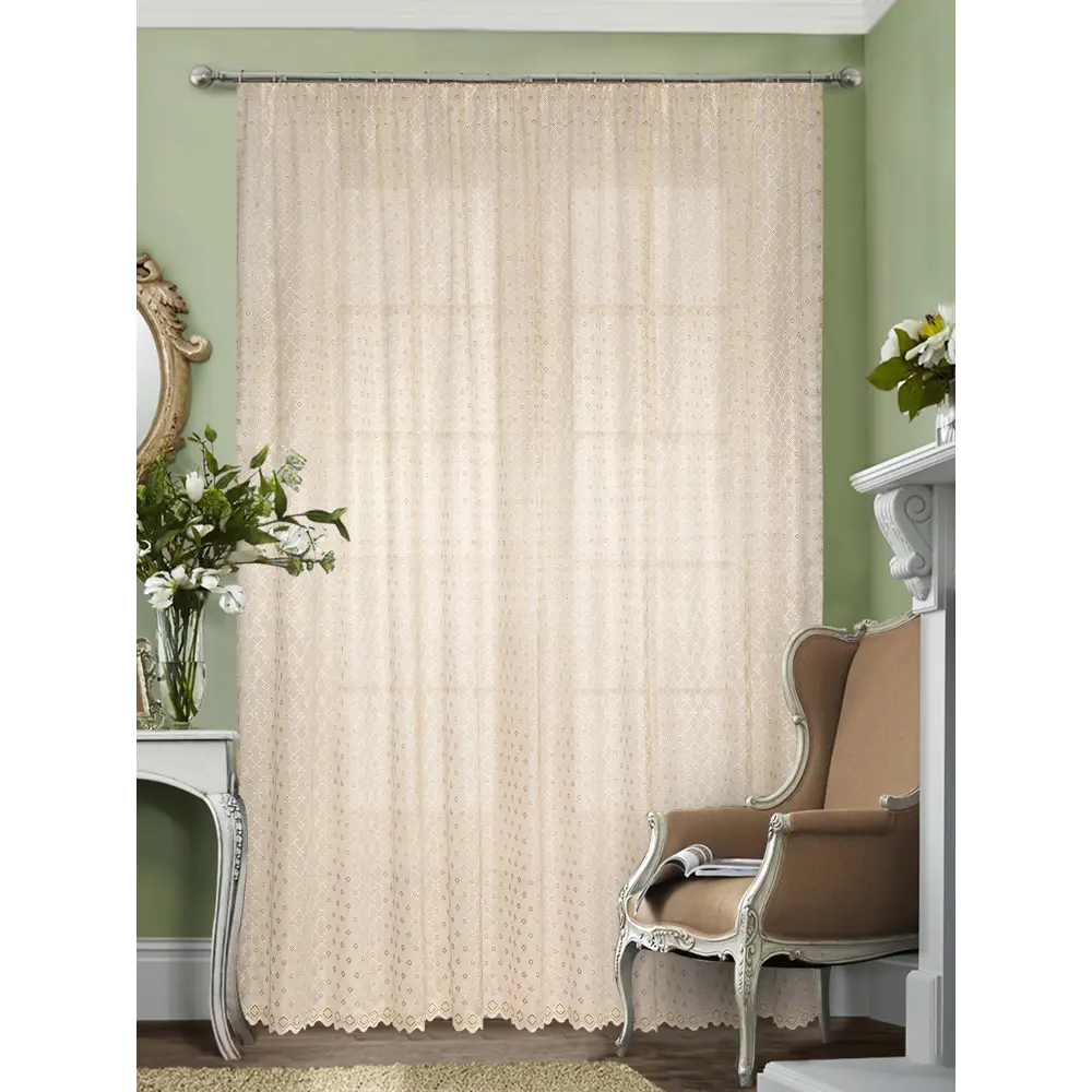 Тюль на ленте «Сетка», 300х270 см, мотивы, цвет бежевый ТОРГОВЫЙ ДОМ ТЕКСТИЛЬ STLM-2024419 - Вид №8