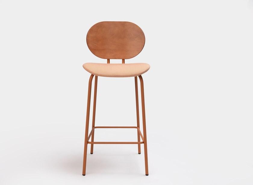 ONDARRETA Табурет из стали и дерева со встроенной подушкой с подставкой для ног Hari sun-id-1428362 - Вид №1