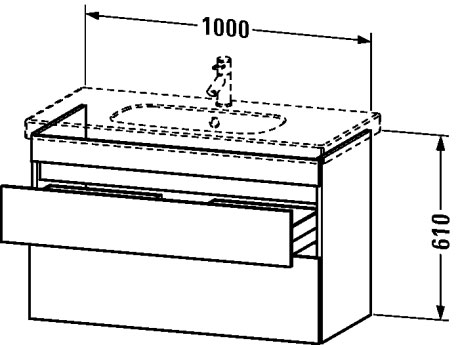 DS648505353 Тумбочка подвесная DuraStyle #DS6485 1000 x 453 мм Каштан темный, декор Duravit - Вид №1