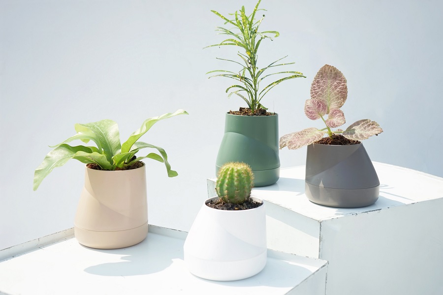 QLX20001-GY Горшок цветочный hill pot, маленький, серый Qualy  - Вид №2