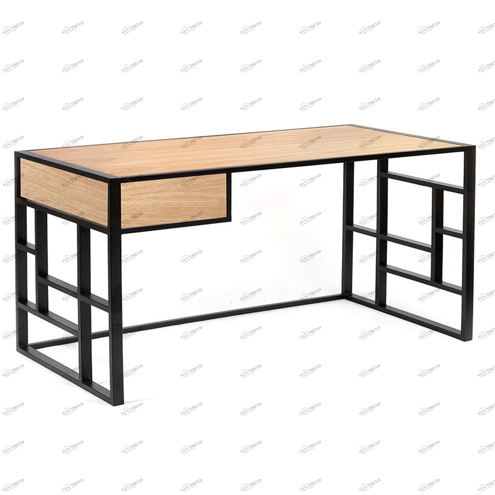 Письменный стол с ящиком деревянный, светлый дуб Millenium lite 2 black INTELLIGENT DESIGN ПИСЬМЕННЫЕ СТОЛЫ MILLENIUM 260937 Дуб 