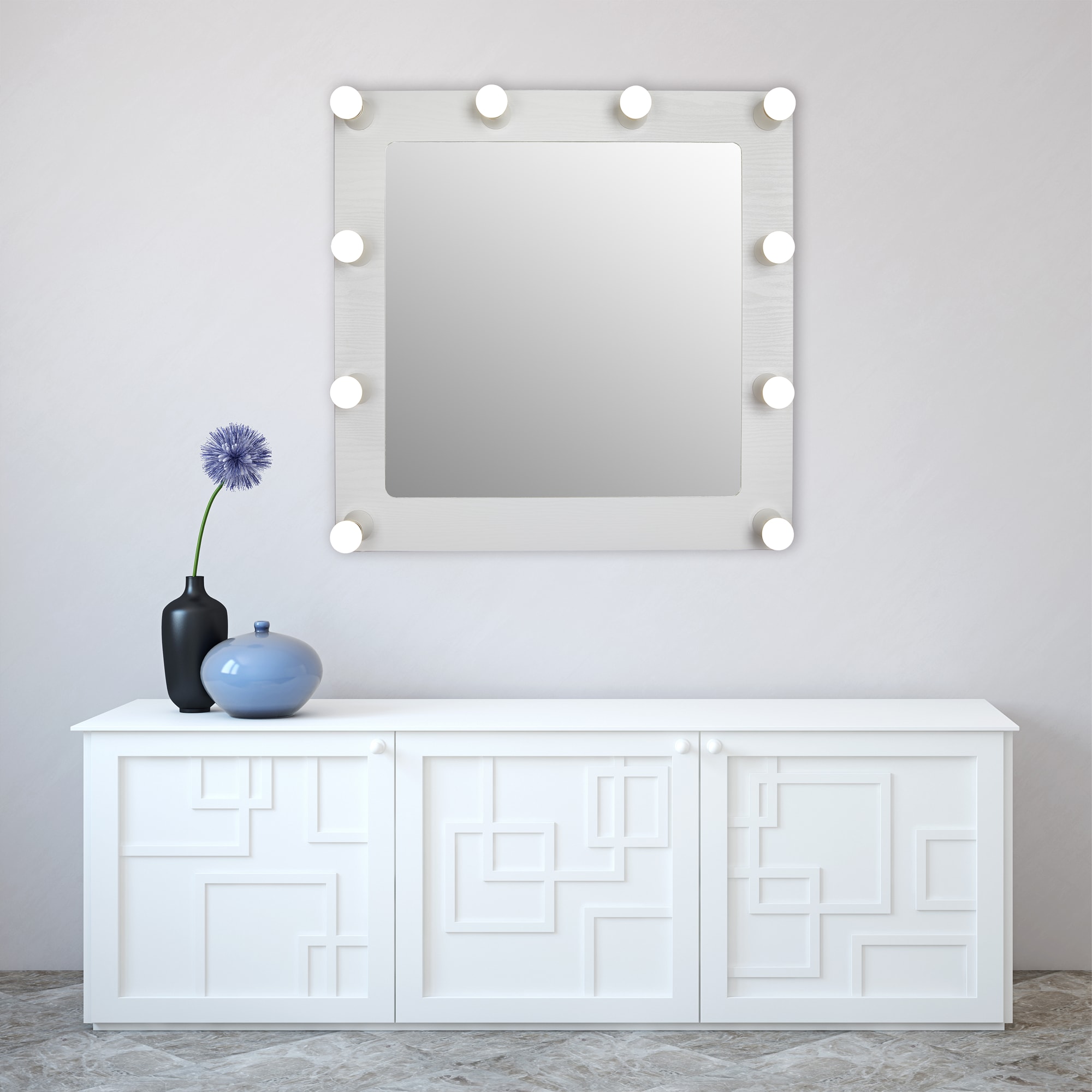 82549257 Декоративное зеркало с внешней подсветкой «Грим» цвет белый 69х68 см Santreyd  - Вид №5