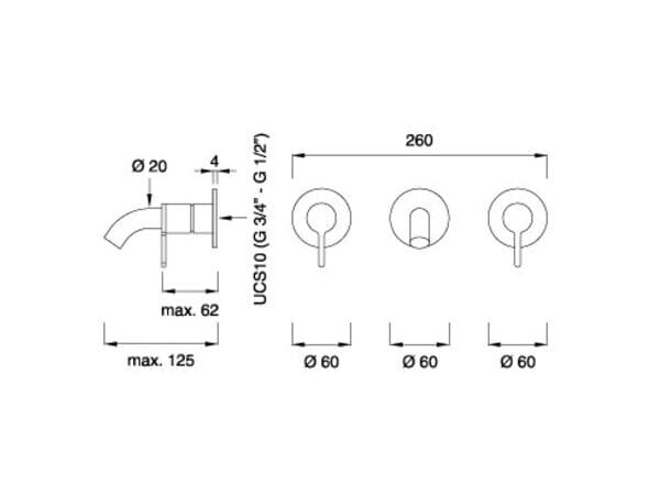 Группа 2 настенные открытые/закрытые краны с горловиной CEADESIGN INNOVO ARCH-00025515 - Вид №2