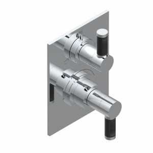 G5D-5600BE Ручки регулировки для термостата THG с переключателем на 3 выхода арт.5600AE Thg-paris Anoa с чёрными роговыми вставками Хром