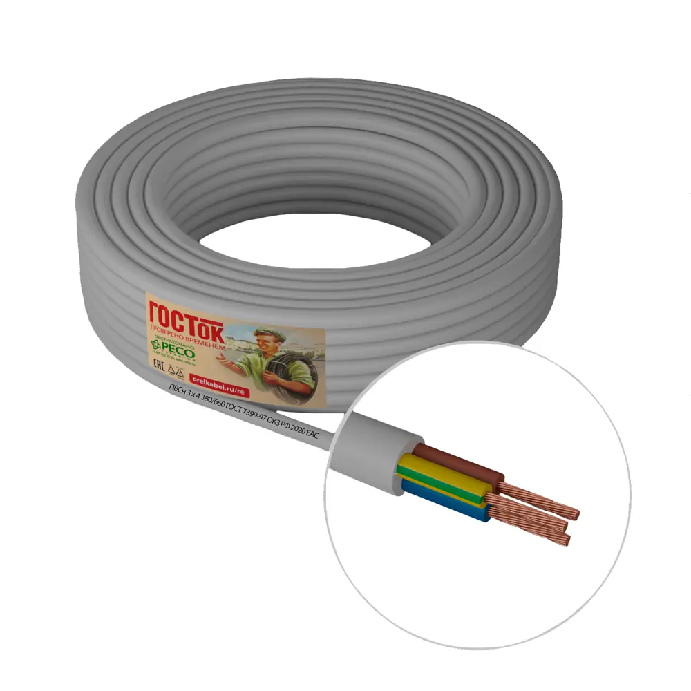 Камит ПВС 3x4 - гибкий медный провод для подключения техники 18840770 STLM-1567020 - Вид №1