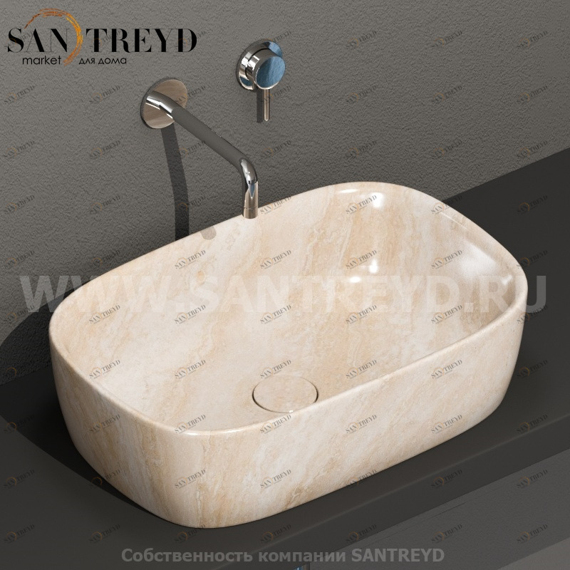 GE045TR Накладная раковина на столешницу  прямоугольная Ceramica Globo GENESIS