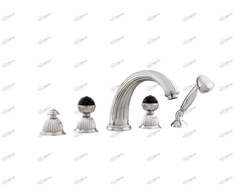 033216.N00.50 Набор для ванны с пятью отверстиями и черными кристаллами swarovski Яркий хром Mestre Artica