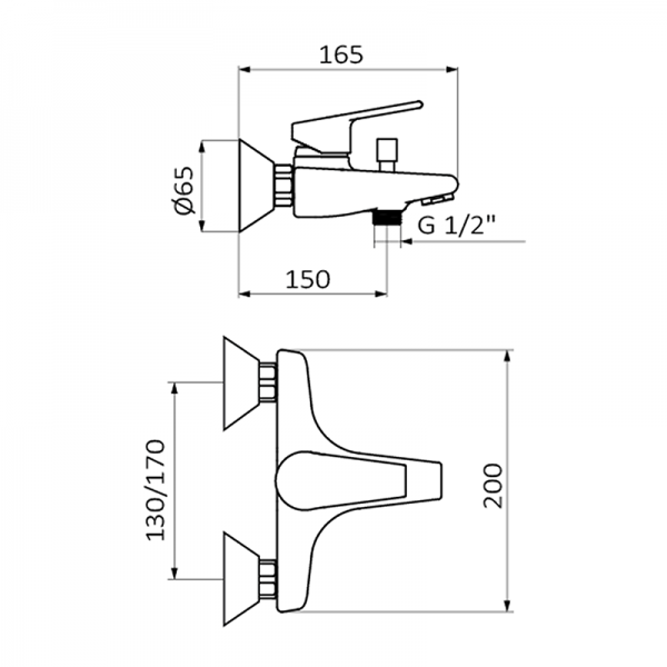 Смеситель для ванны ECO PROJECT GRB MIXERS 10228110  - Вид №1