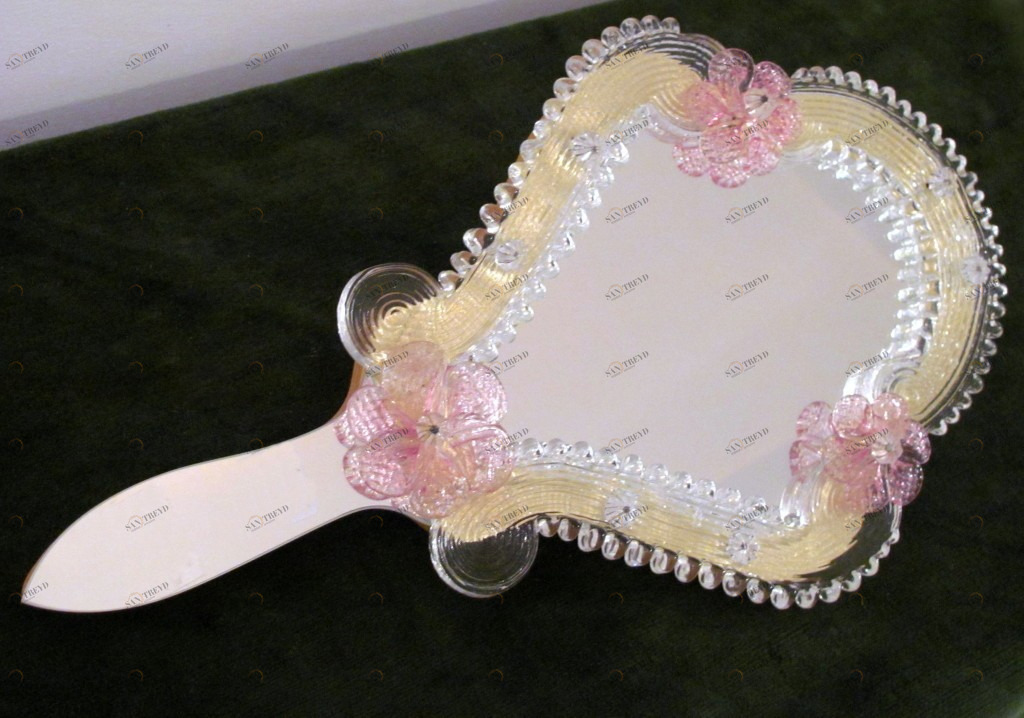 1654 ORIGINALMURANOGLASS Ручное Венецианское Зеркало Королева - муранское стекло  см 