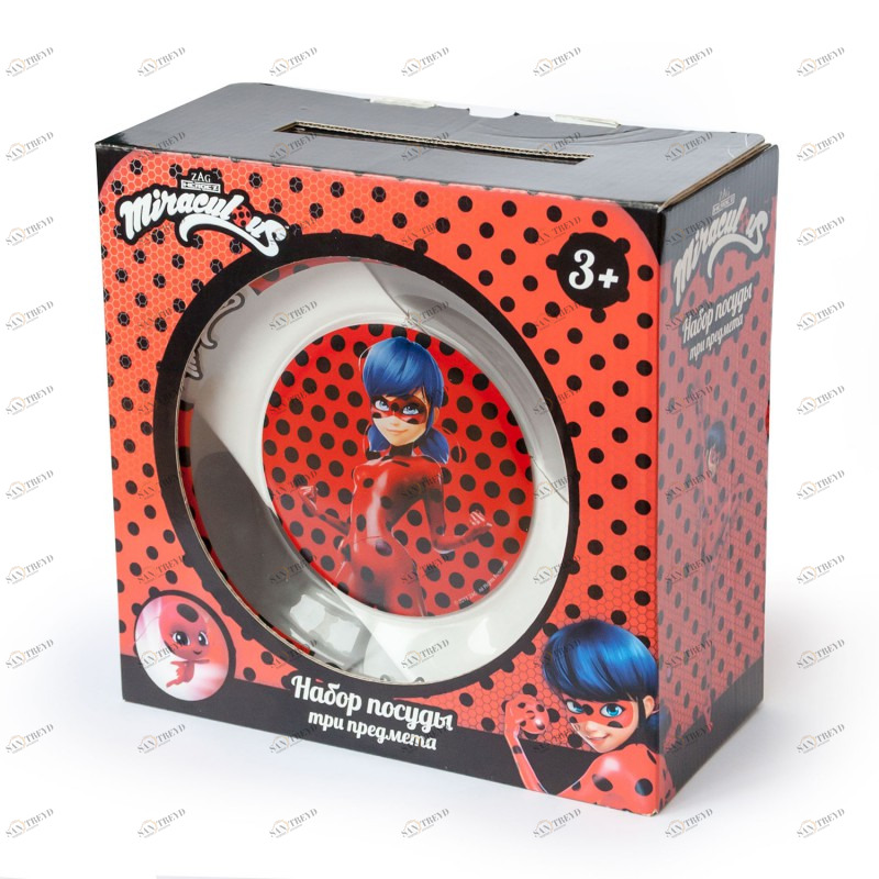 Набор стеклянной посуды в подарочной упаковке "Леди Баг и Супер Кот. Дизайн 1", 3 предмета ND PLAY ЛЕДИ БАГ 335842 Красный;прозрачный Santreyd 