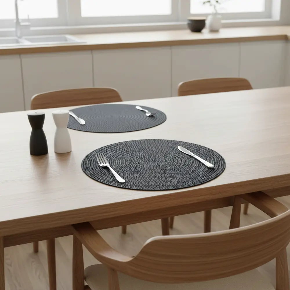 Салфетка под столовые приборы Vidage ø38 см круглая ПВХ цвет черный STLM-2074226