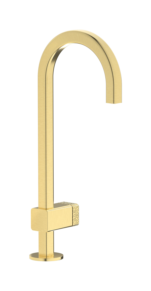 Монорычажный прогрессивный смеситель на раковину в комплекте с донным клапаном. WE ARE IB eo200is_4 Brushed Pale Gold Elio