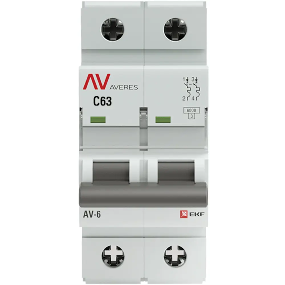 Автоматический выключатель EKF AV-6 2P на 63А для надежной защиты сети 84579884 STLM-0052246 - Вид №1