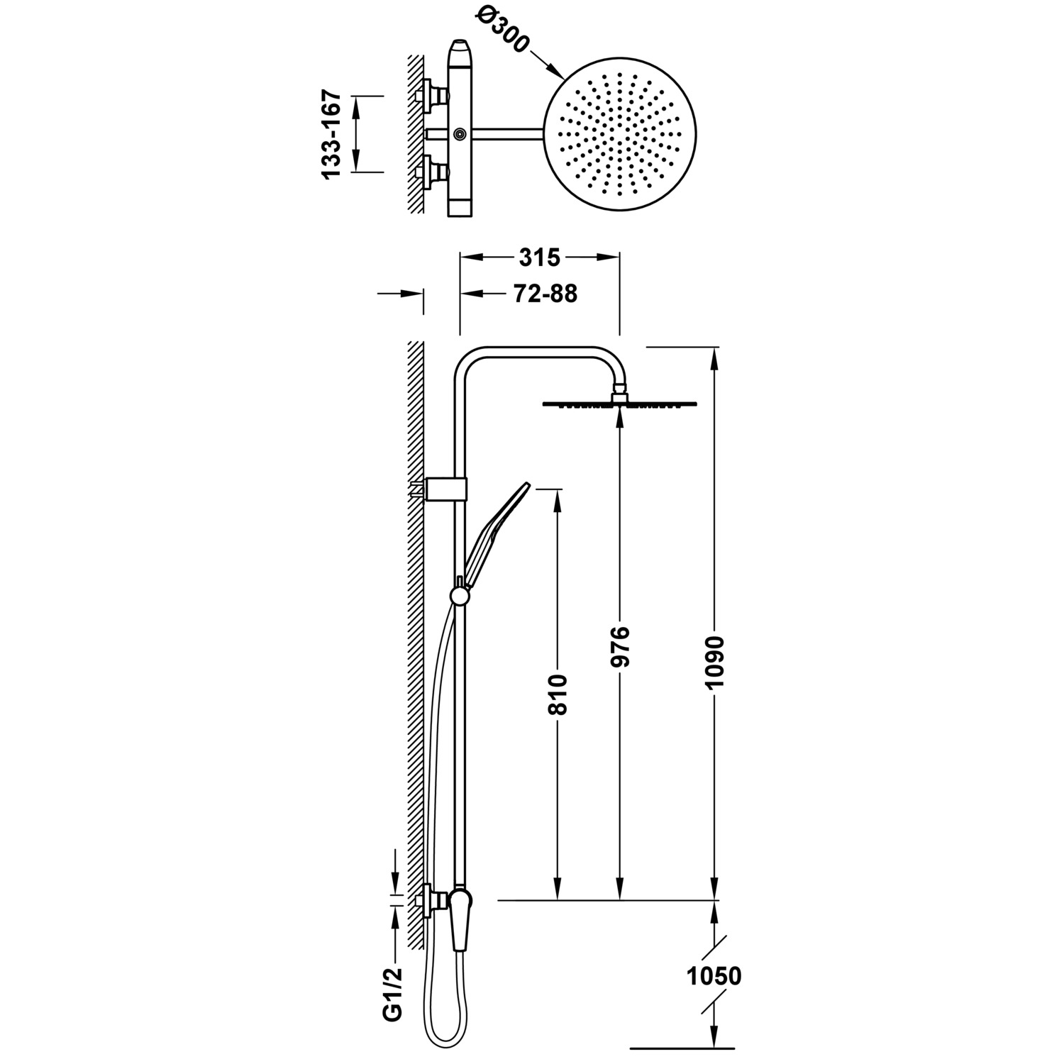 Двухходовой настенный смеситель для душа FUJI с одной ручкой-28119101 TRES - Вид №1
