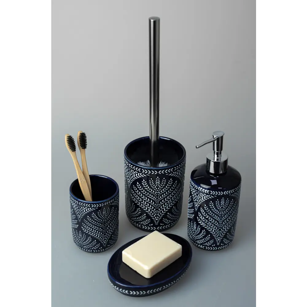 Стакан для зубных щёток Proffi Home Aegean керамика цвет синий STLM-2131081 - Вид №2