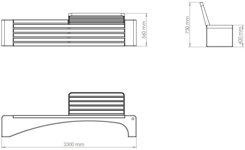 ENCHO ENCHEV - ETE Скамейка из бетона и дерева со спинкой  247  - Вид №4
